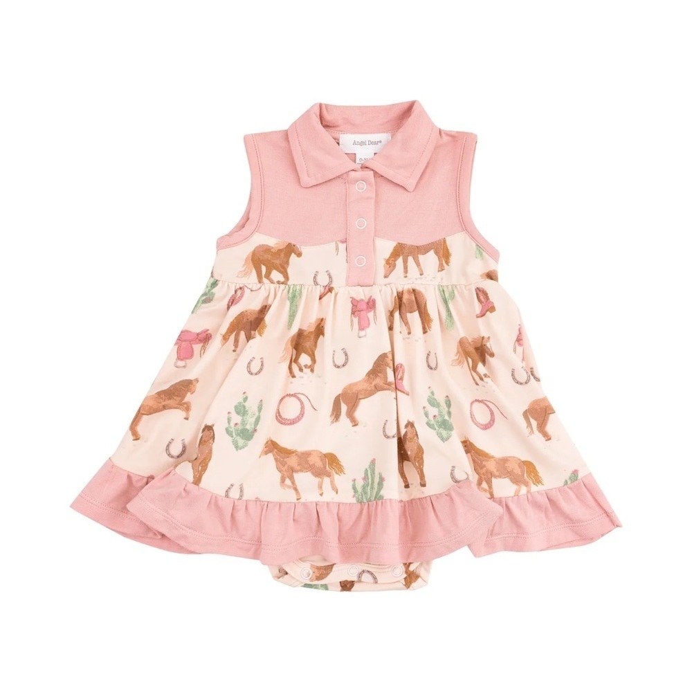 Angel Dear twirl dress onesie bodysuit horses watercolor baby girl floral bamboo - Picture 3 of 7